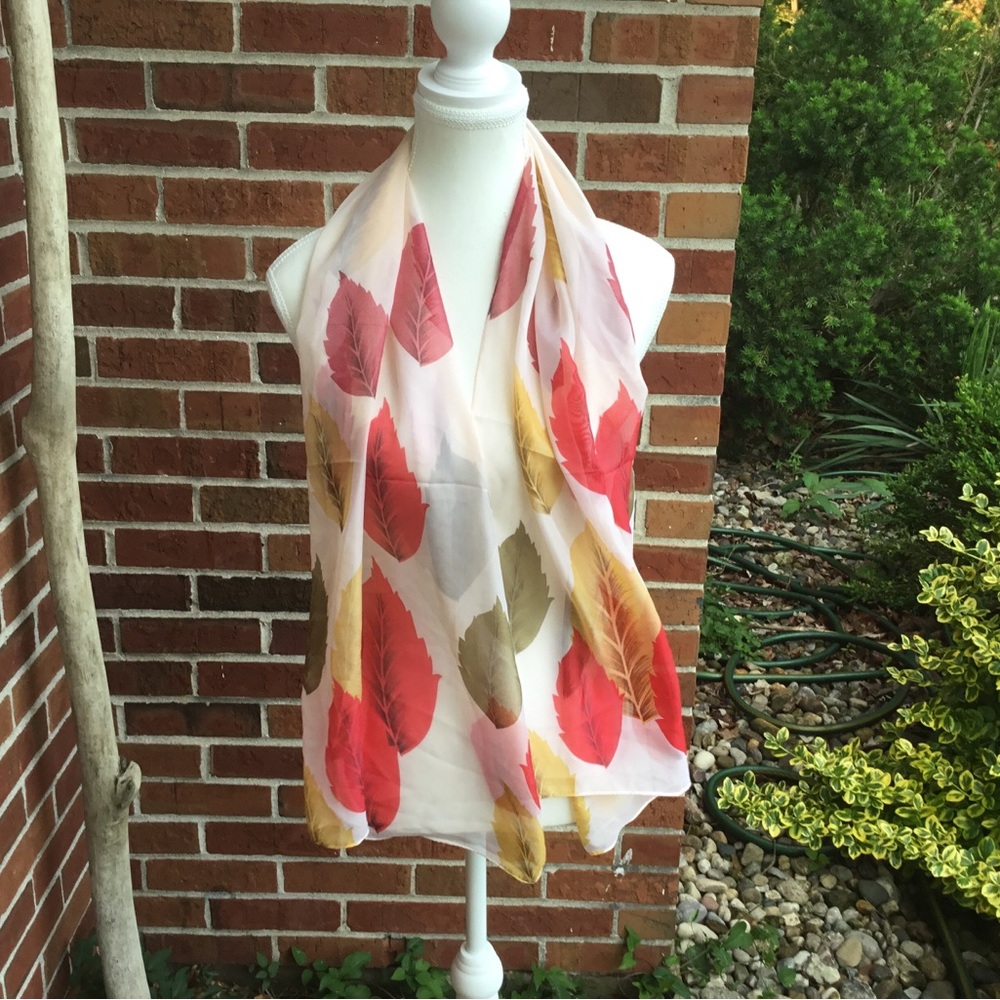 Sheer Leaf Print Swim Coverup Lightweight Summer Scarf Wrap